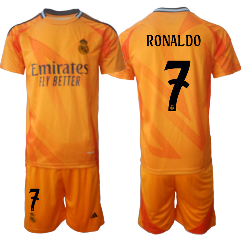 Men 2024-2025 Club Real Madrid away orange #7 Soccer Jerseys->real madrid jersey->Soccer Club Jersey